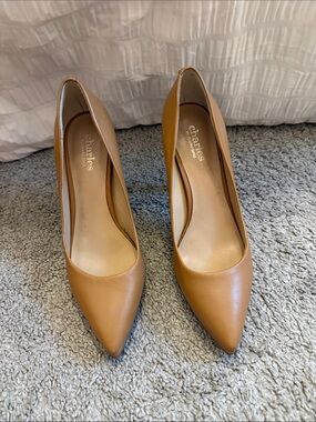 Charles by Charles David Cognac Pointed-Toe Leather Pumps